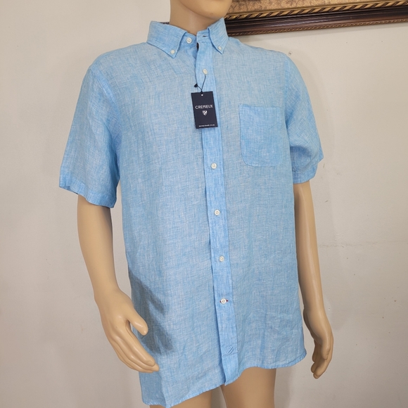 Cremieux 38 Linen Shirt Men’s Large Short Sleeve B - Picture 1 of 8